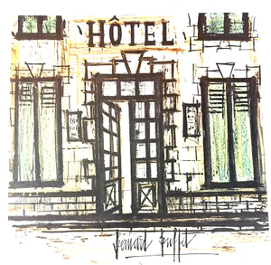 Bernard Buffet Lithograph 11 5/8” by 11 5/8" Hotel Vignette - Picture 1 of 2