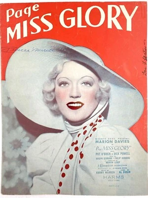 1935 MARION DAVIES vintage film sheet music PAGE MISS GLORY by Harry Warren - Image 1 of 2
