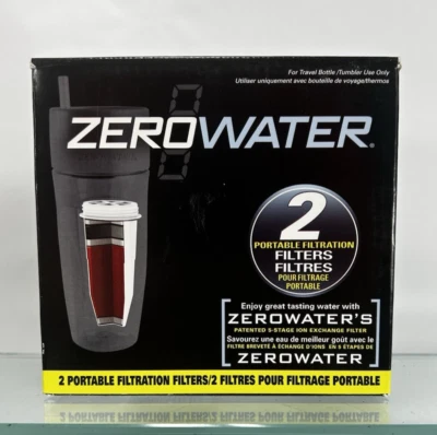 ZeroWater 2 Pack Portable Filters Travel Bottle 5 Stage Filtration NEW, SEALED! - Image 1 of 4