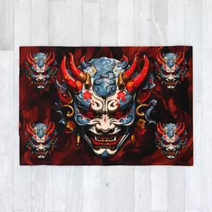 Hannya Demon Mask - Blanket 120cm x 175cm, Japanese Vengeful Spirit, Evil Gothic - Picture 1 of 6