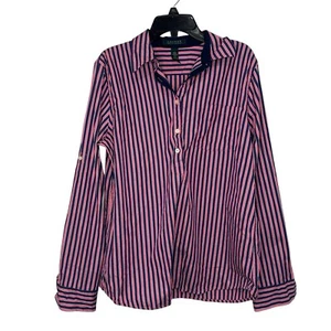 Lauren Ralph Lauren Popover Shirt Women Sz L Academia Office Work Career Pink - Picture 1 of 10