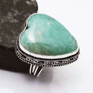 Amazonite Ethnic Handmade Antique Design Ring Jewelry US Size-7.75 AR 98035
