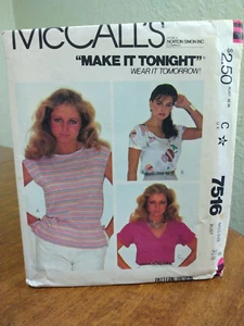 McCalls 7516 Schnittmuster Misses Shirts/Tops 3 Stile Gr. 8 Brustumfang 31 1/2 ungeschnitten - Bild 1 von 11