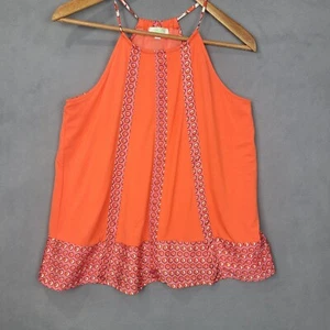 Jade Melody Tanktop Damen Small Orange Geometrisches Muster Rundhals Spaghettiträger - Bild 1 von 8