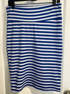 FALDA LÁPIZ MUJER LULAROE CASSIE-SPANDEX-RAYAS AZULES TALLA PEQUEÑA Foto 1 de 3