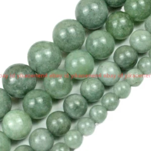Natural A Green Jadeite Jade 6/8/10/12mm Round Gemstone Loose Beads 15'' AAA - Picture 1 of 12