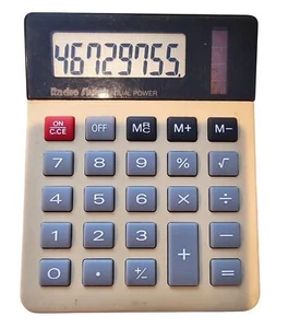 Radio Shack Calcolatrice Doppia Potenza EC-2031 Solare AA Batteria Beige Nero Vintage - Foto 1 di 8