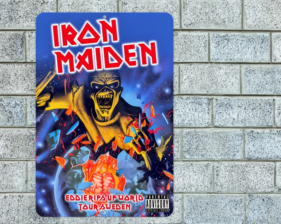 Iron Maiden Sweden Sign Aluminum Metal 8"x12" Garage Man Cave Classic Rock - Image 1 of 1