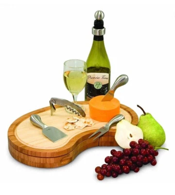 Mariposa Bamboo Cheese Board with Wine & Cheese Accessories  NEW - Image 1 of 4