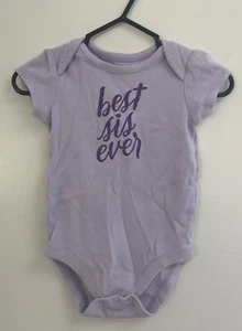 Gymboree Baby Girl Glitter Best Sis Ever Cotton Short Sleeve Bodysuit Lilac 3-6M - Picture 1 of 5