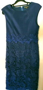 Caroline Morgan Size 10 Navy Lace Dress Corporate Cocktail Formal Wedding Party - Picture 1 of 15
