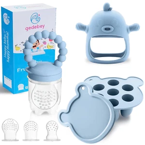 Baby Fruit Feeder Pacifier - 3 Pack | 1 Baby Food Feeder & 1 Baby Teether & 1 Ba - Picture 1 of 12