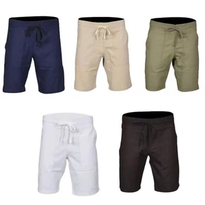 Mens Linen Shorts Casual Pants Summer Holiday Beach Bottoms S M L XL XXL Chinos  - Picture 1 of 7