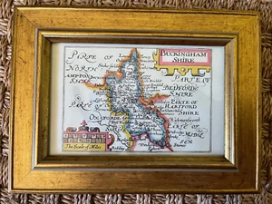 Framed John Speed Map Print of Buckinghamshire in 1627 - Picture 1 of 9
