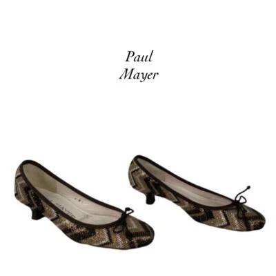 Zapatos de tacón Paul Mayer Attitudes marrón blanco metálico dorado gatito talla 6B Foto 1 de 4