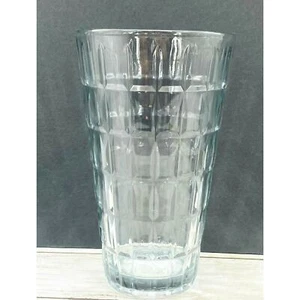 Vintage Syndicate MCM TARTAN Clear Heavy Pressed Glass 9" Cut Flower Vase USA - Picture 1 of 12