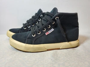 Superga Cotu Women's High Top Sneakers Black Canvas Lace Up Shoes Size 6.5 - Picture 1 of 6