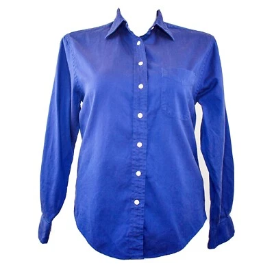 Camisa abotonada vintage de manga larga azul Façonnable para mujer talla L  Foto 1 de 4