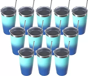 20 oz Set Of 12 Tumblers Stainless Steel Tumbler Double Wall Vacuum Insulated - Picture 1 of 7