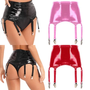 Damen Sexy Hohe Taille Strapshalter Metallschnallen Acht Breite Träger Strumpfgürtel - Bild 1 von 37