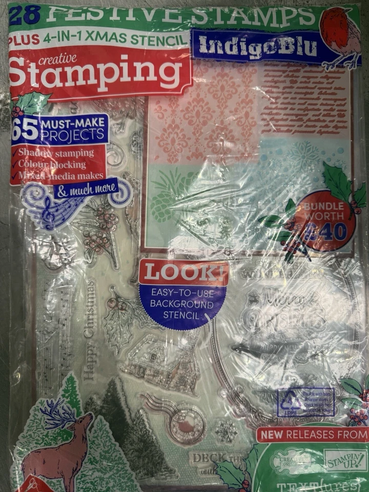Creative Stamping magazine #140 2024. 28 Festive Stamps + 4-in-1 Xmas stencil - Image 1 of 1