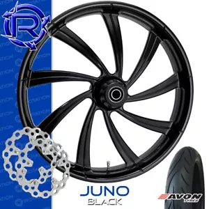Rotation Juno Black Custom Motorcycle Wheel Front Package Harley Touring 23 - Picture 1 of 4