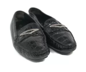 PRADA Loafers Black Patent Leather Driver Driving Moccasins Flat Shoes Sz 6.5 US - Picture 1 of 10