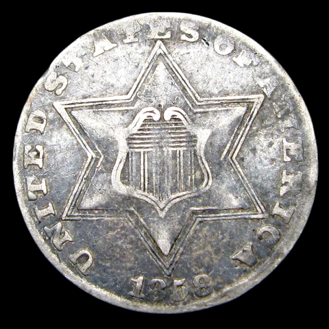 1858 Silver Three Cent Piece 3cp ---- Nice Details Type Coin ---- #AB303 Cover