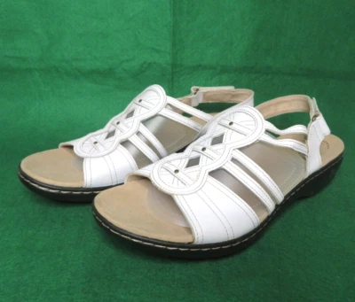 Женские белые кожаные гладиаторские сандалии Clarks Leisa Janna комфортный размер 12 M - НОВЫЕ - Изображение 1 из 4