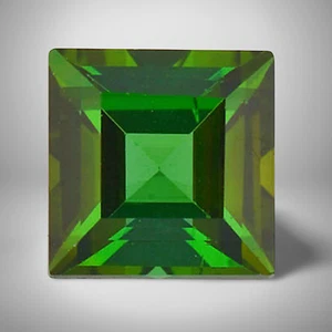 Green Tourmaline Square Cut Gemstone 8 Cts - 14 mm VVS Precious Jewelry Gem - Picture 1 of 4