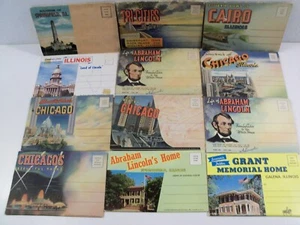 ILLINOIS IL LINEN & CHROME SOUVENIR POSTCARD FOLDERS! UNPOSTED 12 LOT 1940+ #091 - Picture 1 of 10