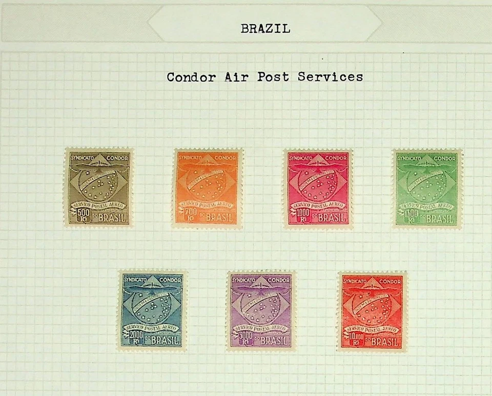 BRAZIL - CONDOR AIR POST SERVICE - SET OF 7 - ALL LH - Image 1 of 1