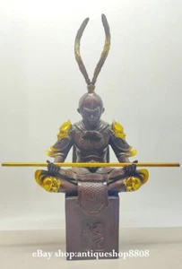 Tibet Bronze Copper Gilt Buddhism Myth Sun Wukong Monkey Animal King Statue God - Picture 1 of 9