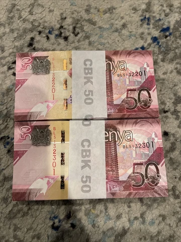 Kenya 50 Shilling Unc Bundle 200 Consecutive Notes 10000 Shillings 2019 Series Cover