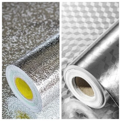 BORNA_DERO Aluminum Foil Sticker Kitchen Waterproof Peel and Stick Oil proof Self Adhesive