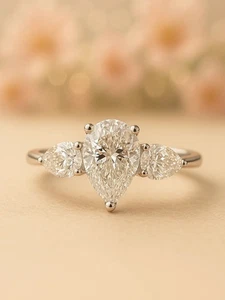2.64Ct Pear Cut Lab Grown Moissanite Women's Modern Wedding Gift Ring 925 Silver - Picture 1 of 12