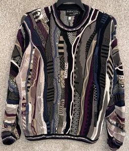 Baracuta Tundra Mens Coogi Style Cotton Knit Multi-Color Sweater Size Medium - Picture 1 of 12