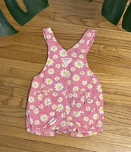 Vintage Oshkosh Vestbak Overalls Floral Garden Print Bubble Romper Size 18M - Picture 1 of 9