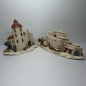 Vintage 1993 Burwood Mission Church & Adobe Hacienda Southwest Mexico Wanddeko - Bild 1 von 7