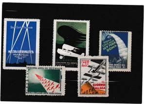 NS29/3 GOOD LOT OF 5 1930S OR EARLIER  ITALY MOSTLY AVIATION POSTER LABEL STAMPS - Picture 1 of 2