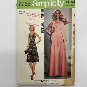 Simplicity 7793 Vestito Pullover Giacca Sfoderata Taglia 10 Vintage 1976 Non Tagliato - Foto 1 di 3