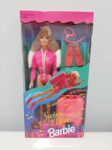 1993 Swim n Dive Barbie Puppe Mattel # 11505 blond versiegelt in Verpackung NRFB Neu im Karton - Bild 1 von 11