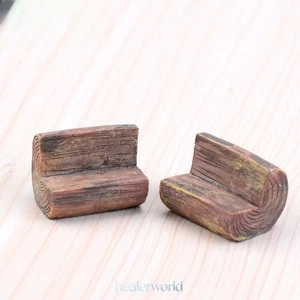 2PC HO/OO Set Scale Pile Bench Miniature Wooden Park Lawn Outdoors Scene Model - Picture 1 of 3