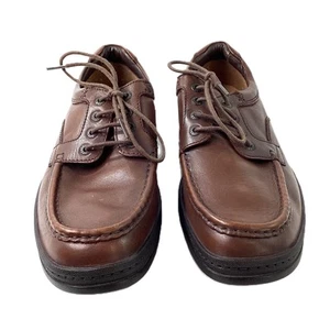 Clarks Brown Leather Cushion Cell Wide Fitting Lace Up Moccasin Shoes UK 10 H - Bild 1 von 5