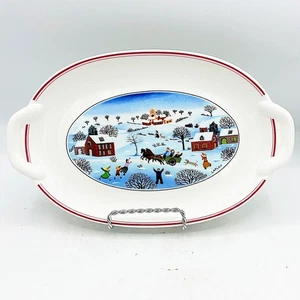 Villeroy & Boch Naif Christmas Two Handled Pickle Dish Plate Serving Tray 10.25" - Picture 1 of 7