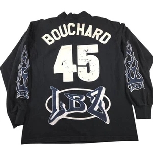 Vintage 90s LBZ Long Sleeve T-Shirt Motocross BMX Black Flames USA Size L READ - Picture 1 of 8