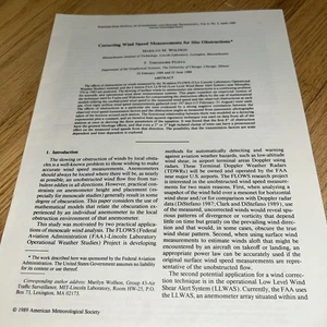 Tetsuya FUJITA 1989 CORRECTING WIND SPEED MEASUREMENTS FOR SITE OBSTRUCTIONS - Picture 1 of 8