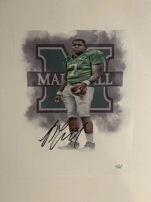 Foto firmada por Byron Leftwich - autografiada de los Jaguars 8x10 Marshall edición rara JSA Foto 1 de 3