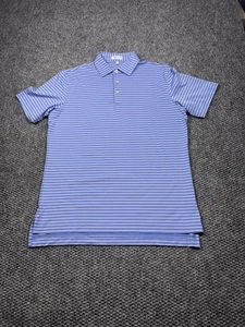 Peter Millar Polo Shirt Mens Medium Blue Stripe Summer Comfort Golf Performance - Picture 1 of 6