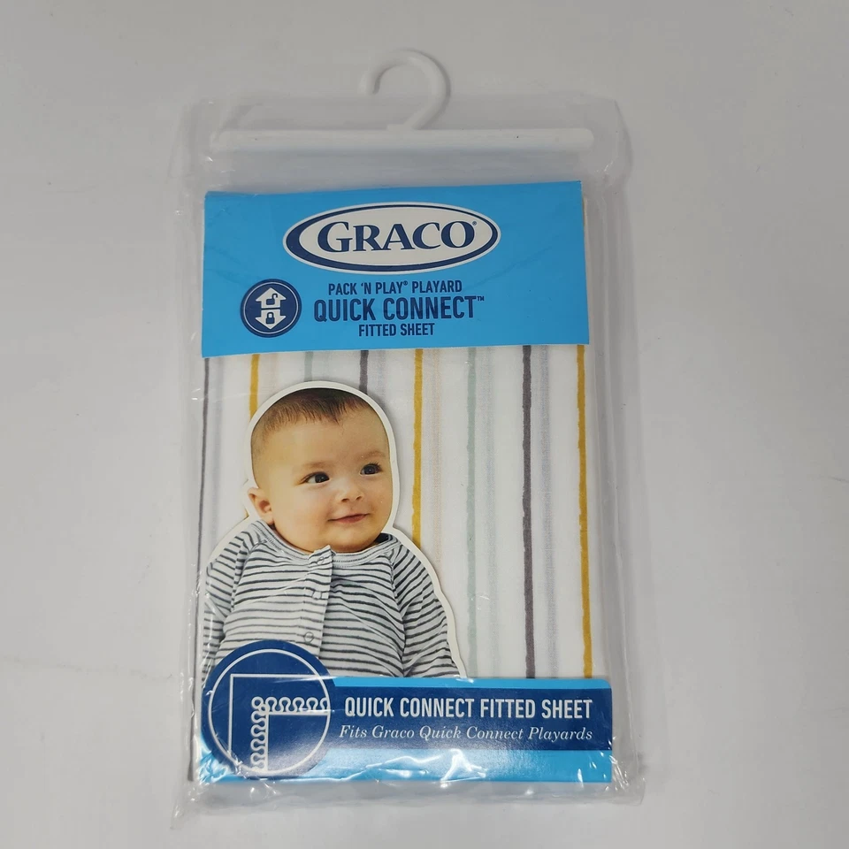 Graco Bennett Stripe Pack 'n Play Playard Quick Connect Fitted Sheet Set of 3